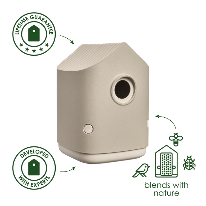 BNDL cosy bird house + feeder mushroom beige